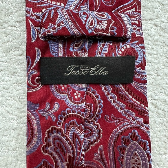Tasso Elba Men’s Necktie 100% Silk Red Paisley Print - Picture 3 of 9